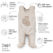 Kenguru Gold – Short-sleeved double-sized sleepsuit “stripes” 56-62 – 1034