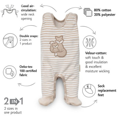 Kenguru Gold – Short-sleeved double-sized sleepsuit “stripes” 56-62 – 1034
