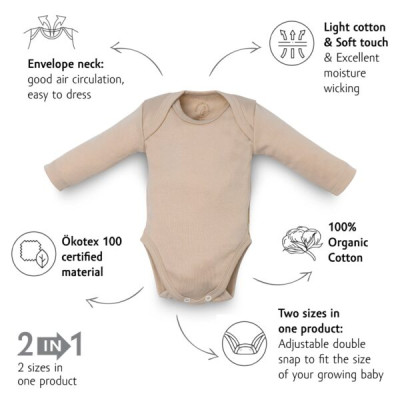 Kenguru Gold – Envelope neck body “hazelnut” 56-62 – 1284