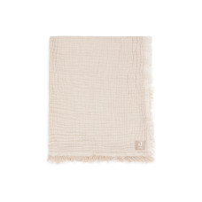 Blanket - Muslin Fringe Stripe - GOTS – Biscuit / 75x100 cm